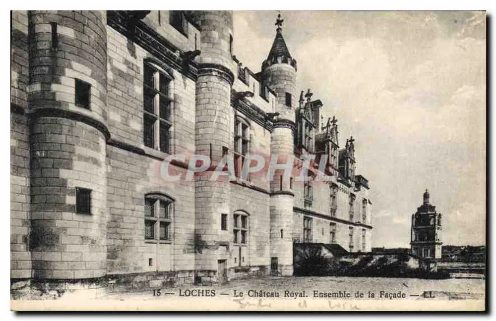 Loches — O Castelo Real. Conjunto da Fachada — LL - Frente