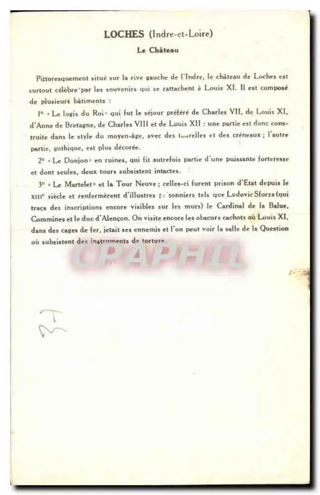 Loches (Indre-et-Loire) — El Castillo — Colección de la Solución Pautaubeur - Reverso