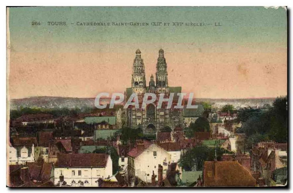 Tours — Catedral São Gatien (século XII e XVI) — LI. N° 264 - Frente