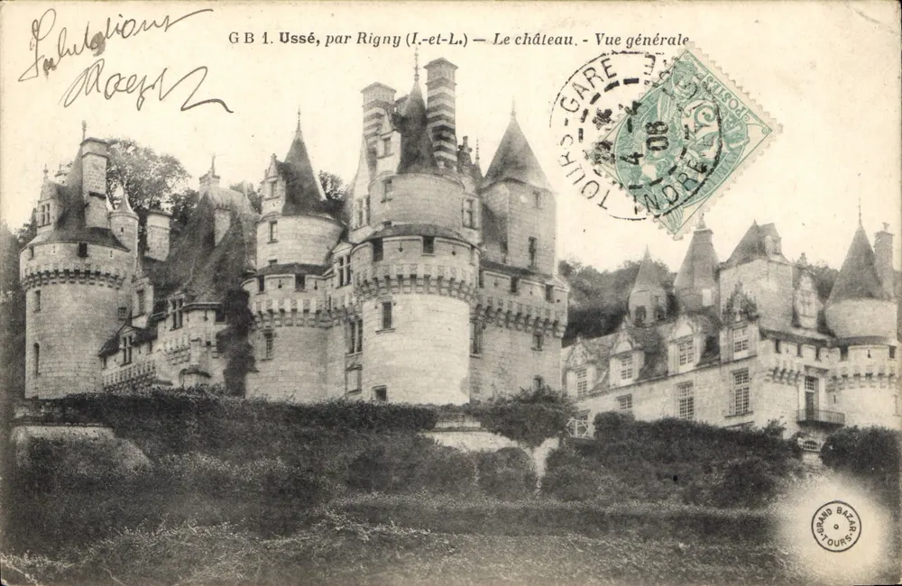Ussé, presso Rigny (Indre-et-Loire) — Il castello — Vista generale — G B 1 — Grand Bazar Tours - Recto