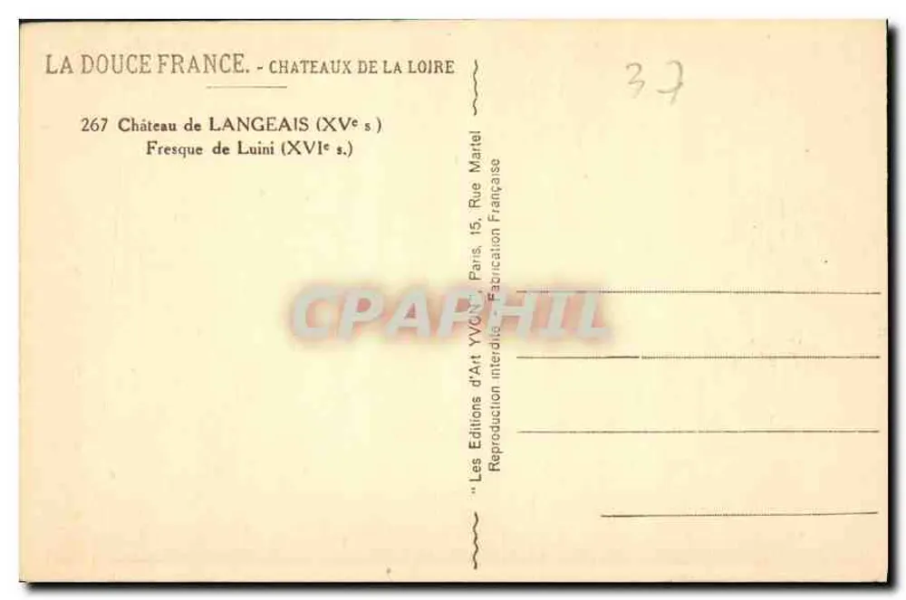 Freske von Luini (16. Jahrhundert) — Schloss Langeais (15. Jahrhundert) — Les Éditions d'Art Yvonne, Paris - Rückseite