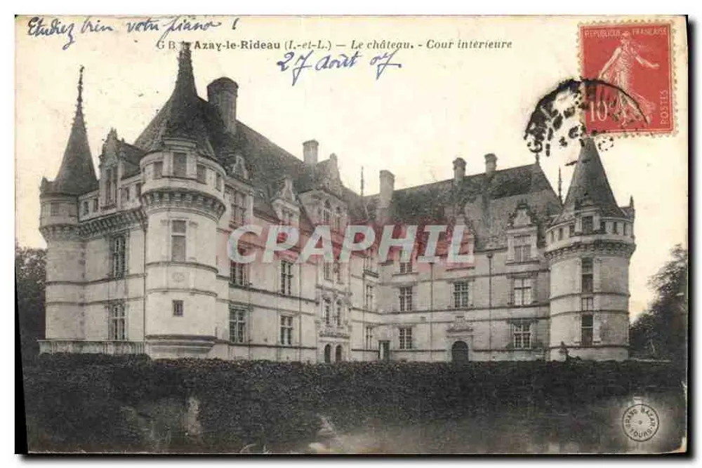 Azay-le-Rideau (Loir-et-Cher) — Schloss, Innenhof — Verlag G.B. - Vorderseite