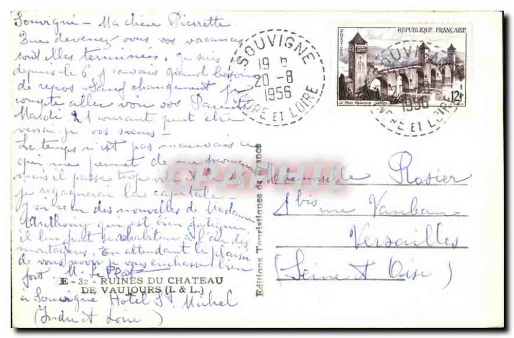 Ruinas del castillo de Vaujours — Souvigne — Ediciones L & L - Reverso