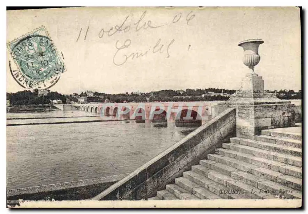 Tours — O Ponte de Pedra — editor Perceau, n°37 - Frente
