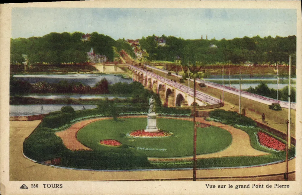 Tours — Ansicht des großen Pont de Pierre — Cie des Arts Photographiques, Paris - Vorderseite