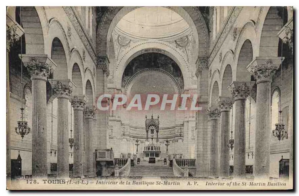 Tours (Loire) — Innenansicht der Basilika Saint-Martin — A. Papeghin, n° 128 - Vorderseite