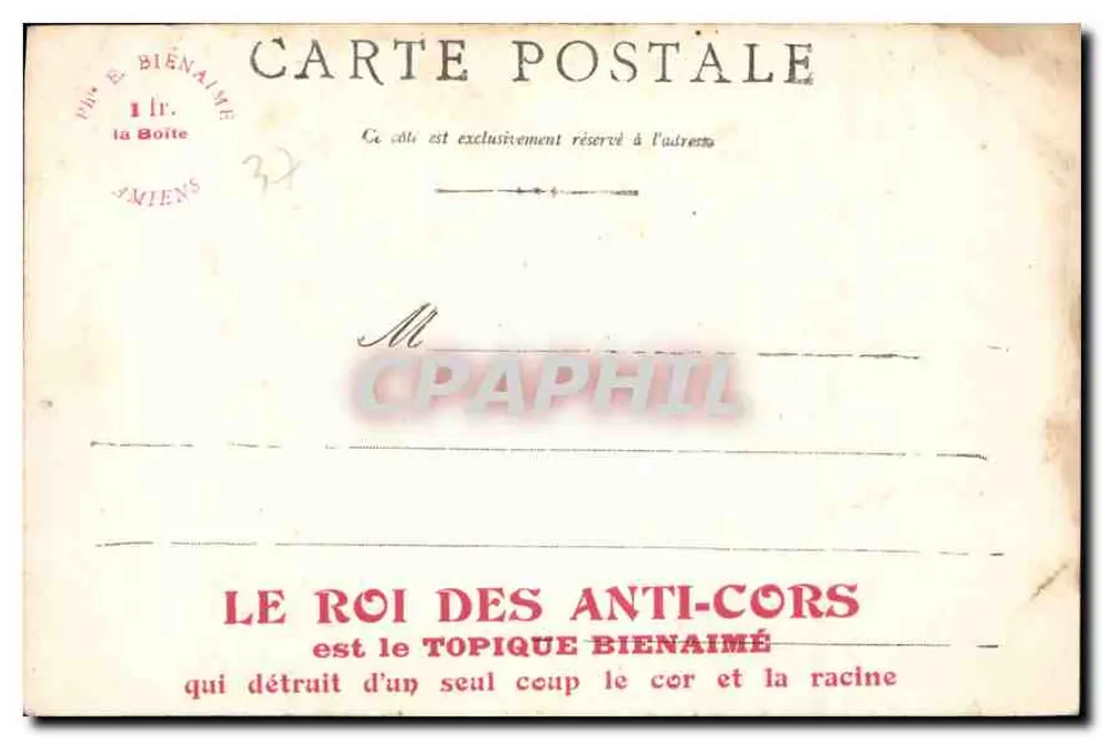 Schloss Azay-le-Rideau (Indre-et-Loire) — Ansicht des Schlosses, reflektiert im Wasser — Verleger E. Biénaime, Amiens - Rückseite