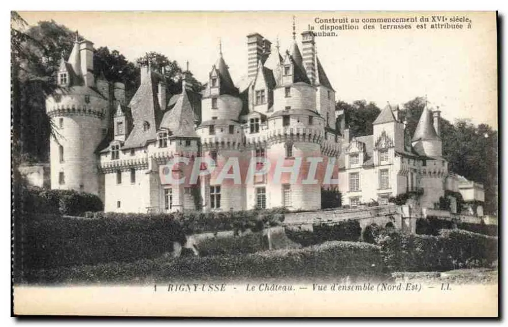 Rigny-Usse - Das Schloss — Übersicht (Nordosten) — L.I. - Vorderseite
