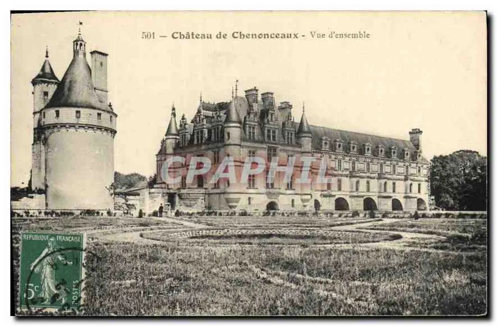Castelo de Chenonceaux — Vista geral — Editor: República Francesa, n° 501 - Frente