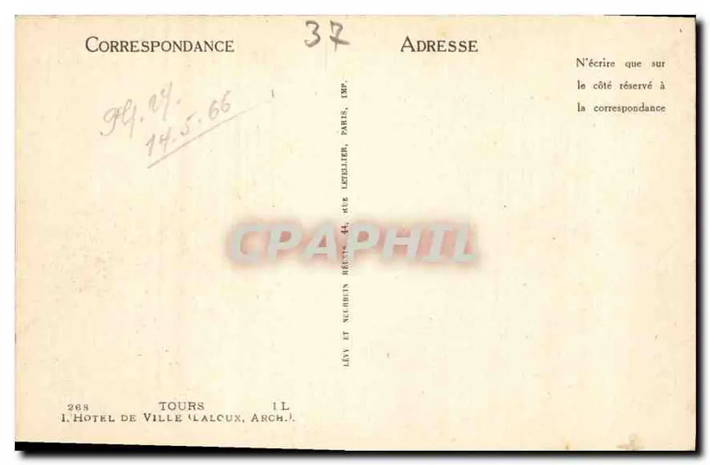 Hôtel de Ville de Tours — Panoramablick — Lévy et Nuebouin, n° 268 - Rückseite
