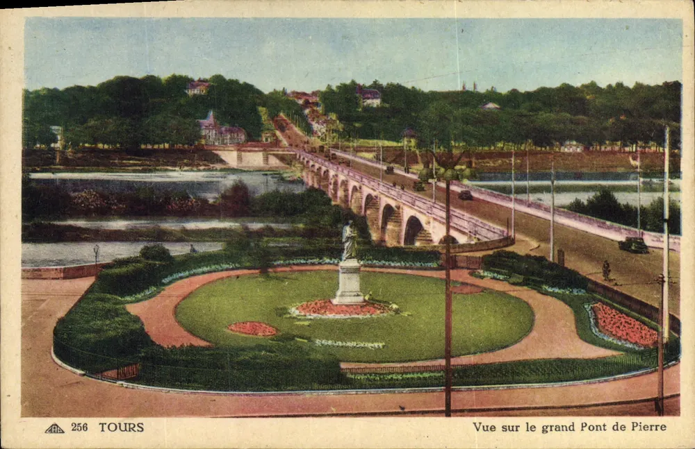 Tours — Ansicht des großen Pont de Pierre — Cie des Arts Photographiques, Paris - Vorderseite