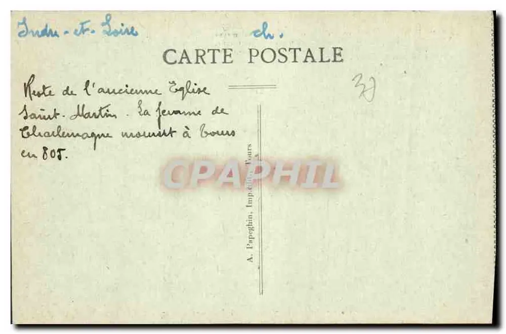 A Basílica de São Martinho em Tours — editor A. Papagin, n° 32 - Verso