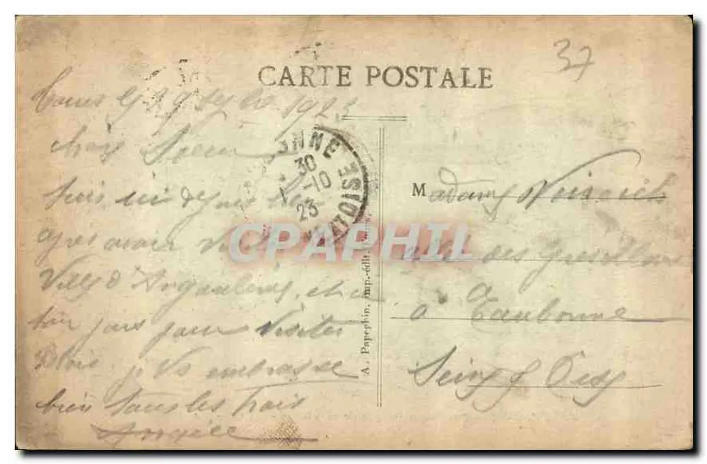 Tours (Loire) — Panoramablick aus 800 m Höhe — A. P. - Rückseite