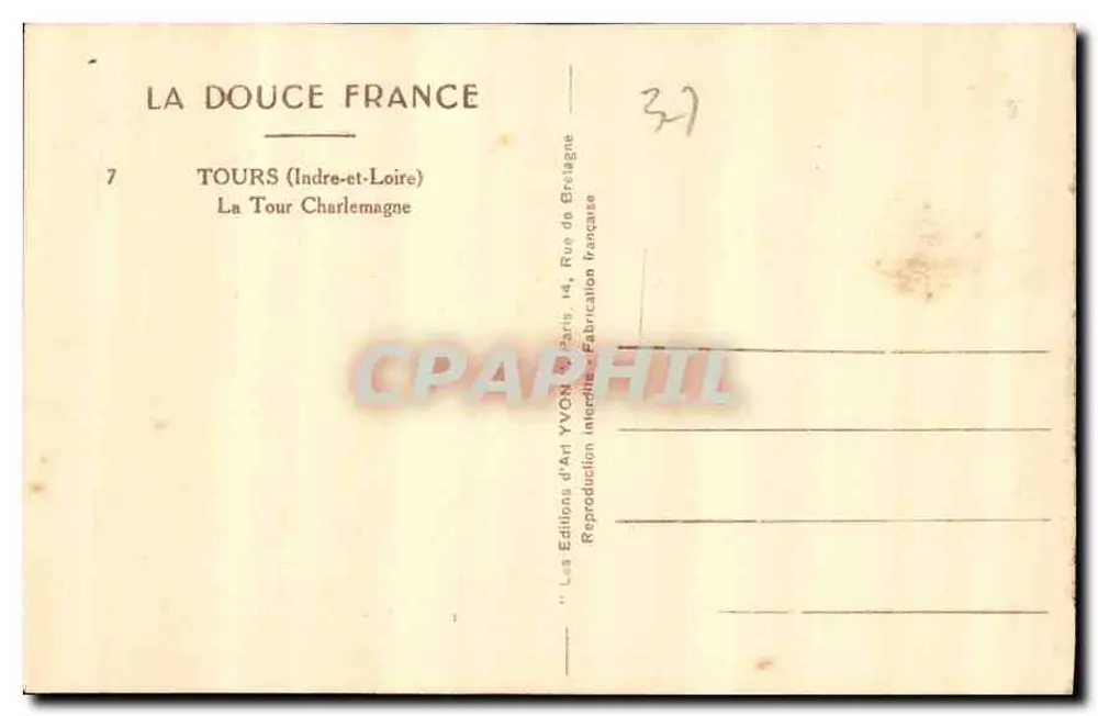 Tours — Tour Charlemagne — Éditions d'Art Yvon - Rückseite