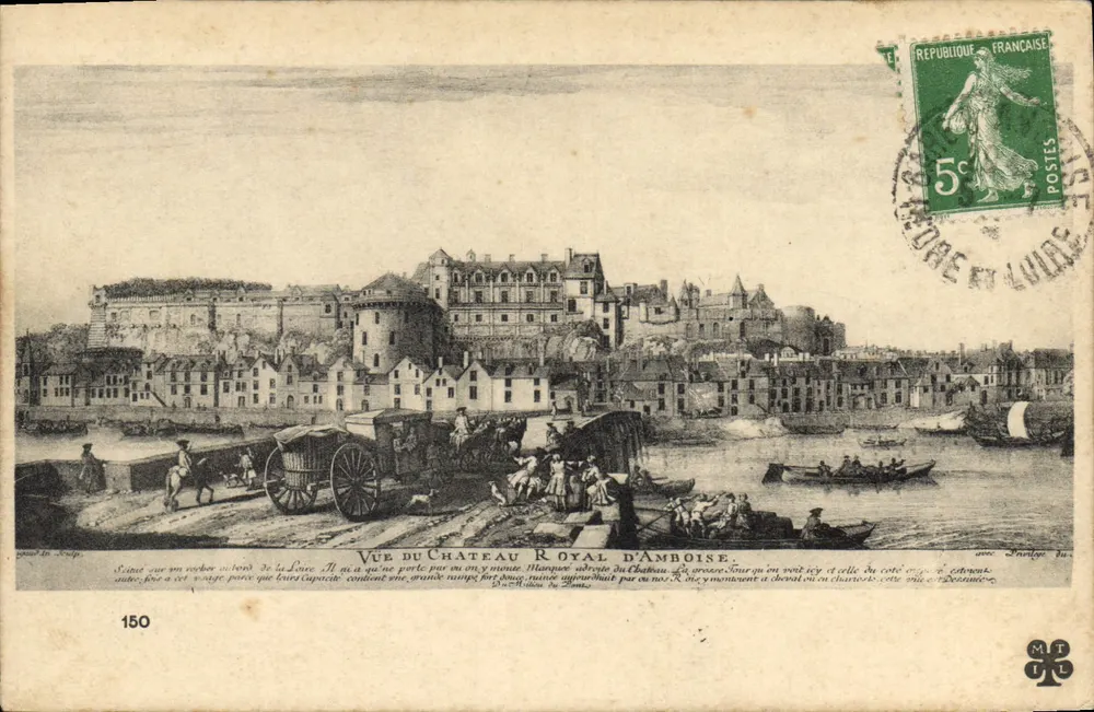 Vista del Castello Reale di Amboise — incisione — editore M. T. (n° 150) - Recto