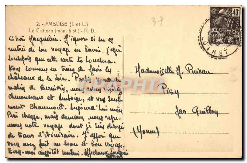 Amboise — O Castelo (mon. hist.) — Doreance - Verso