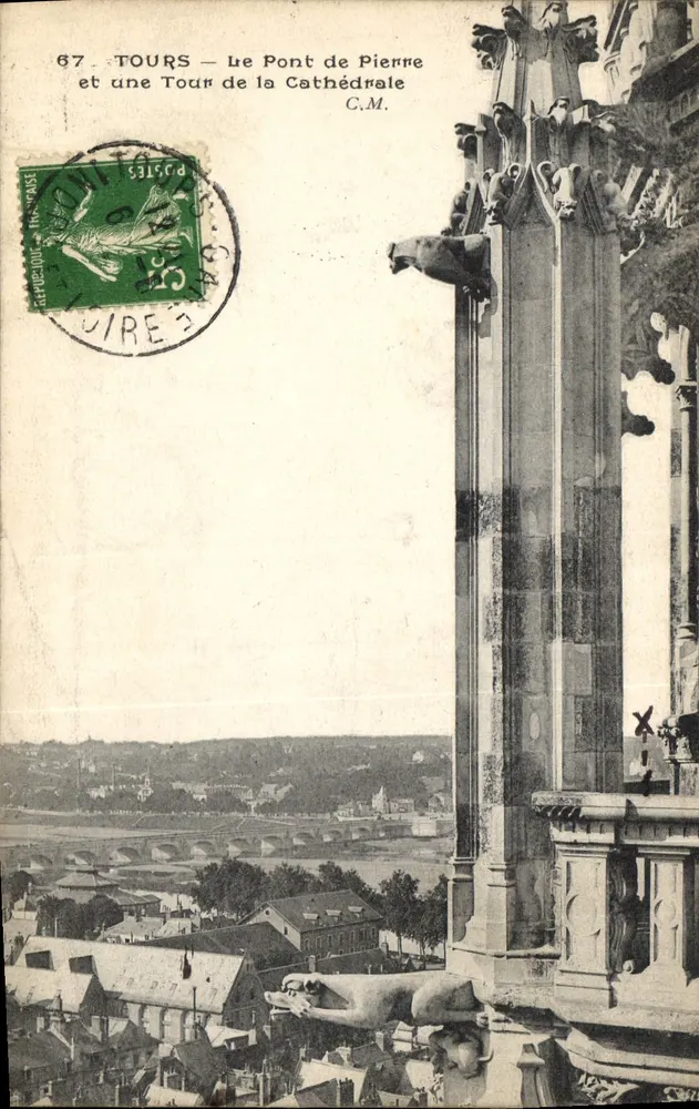 Tours — Die Pierre-Brücke und eine Kathedralenturm — C.M. - Vorderseite