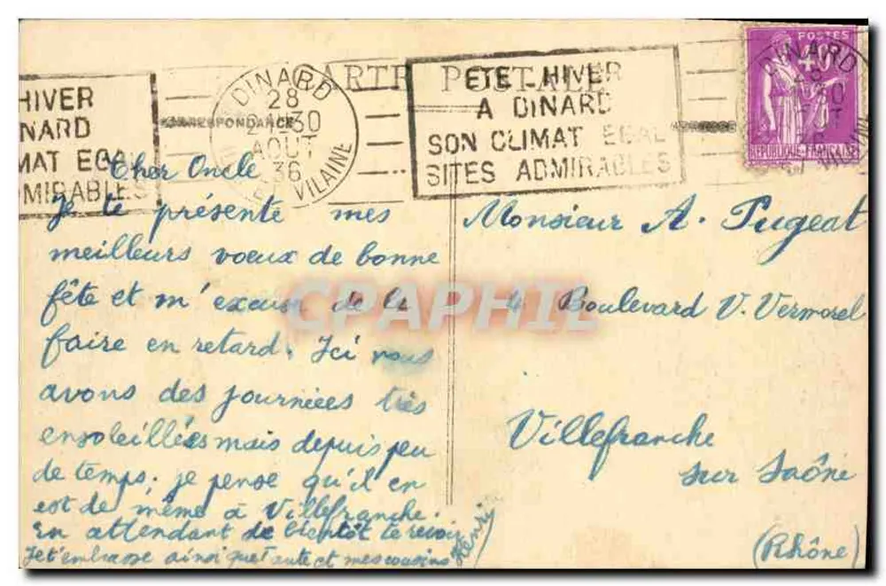 Dinard - O Pequeno Casino — Ed. A. Lamire - Rennes, n° 134 - Verso