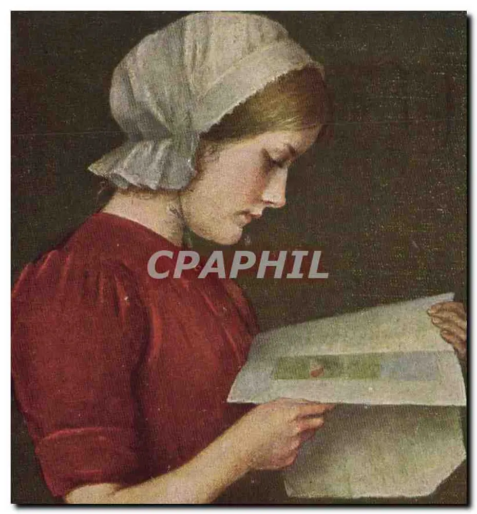Jovem mulher lendo uma carta — reprodução de arte — Buchner, Renate, Leipzig - Frente