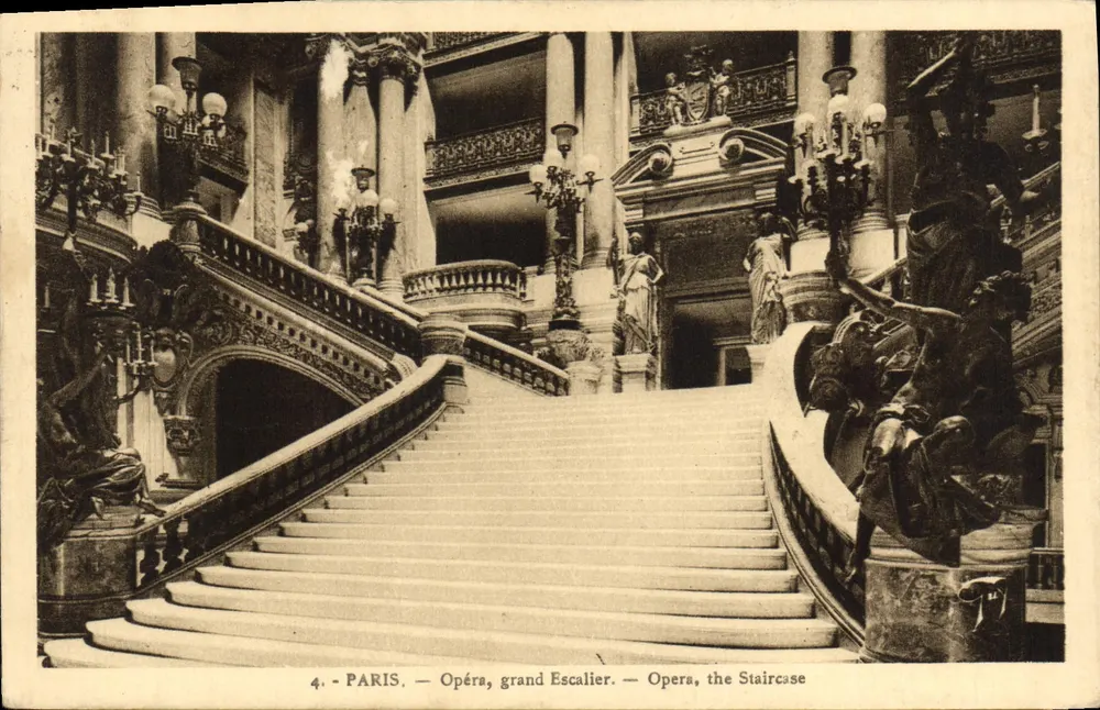 Paris — Ópera, grande escada — editor A. Leconte, n°4 - Frente