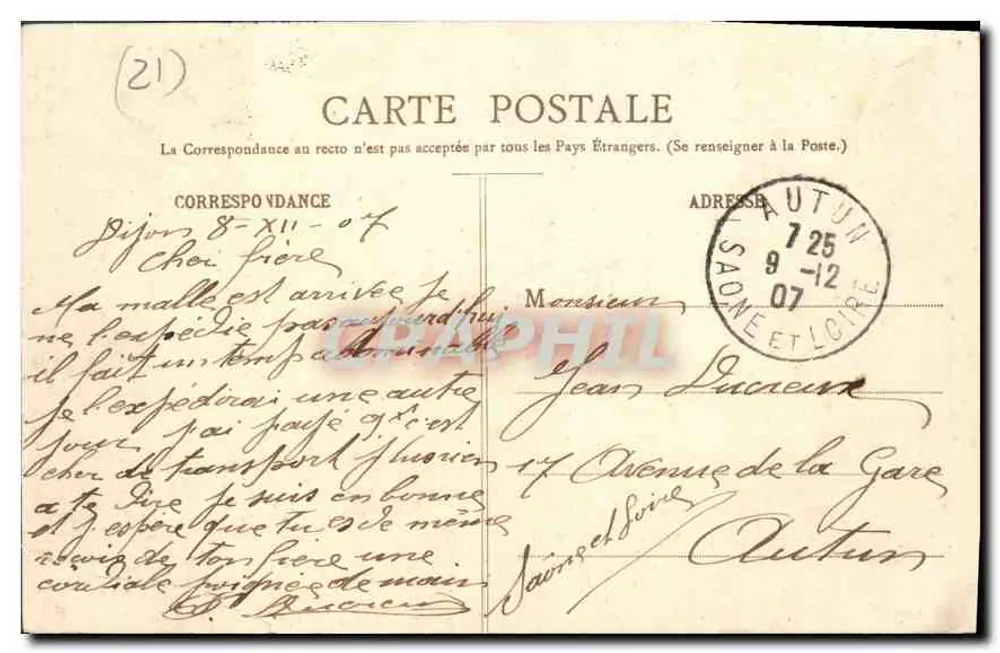 Dijon - Place d'Armes — L. V., edit. n°21 - Verso
