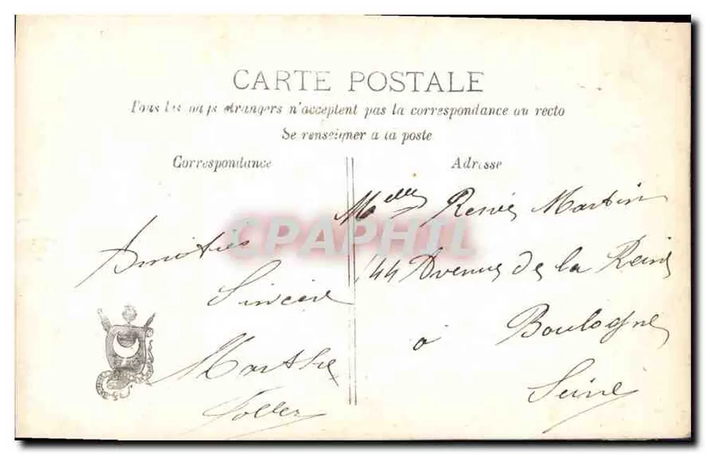 Frau mit einem Blumenstrauß — 'Ne porte Bonheur' — anonymer Verleger, n° 3191 - Rückseite