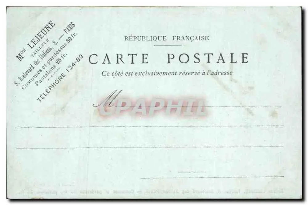 Notre-Dame — Maison LEJEUNE, Costureira, 8, Boulevard des Italiens, PARIS. - Verso