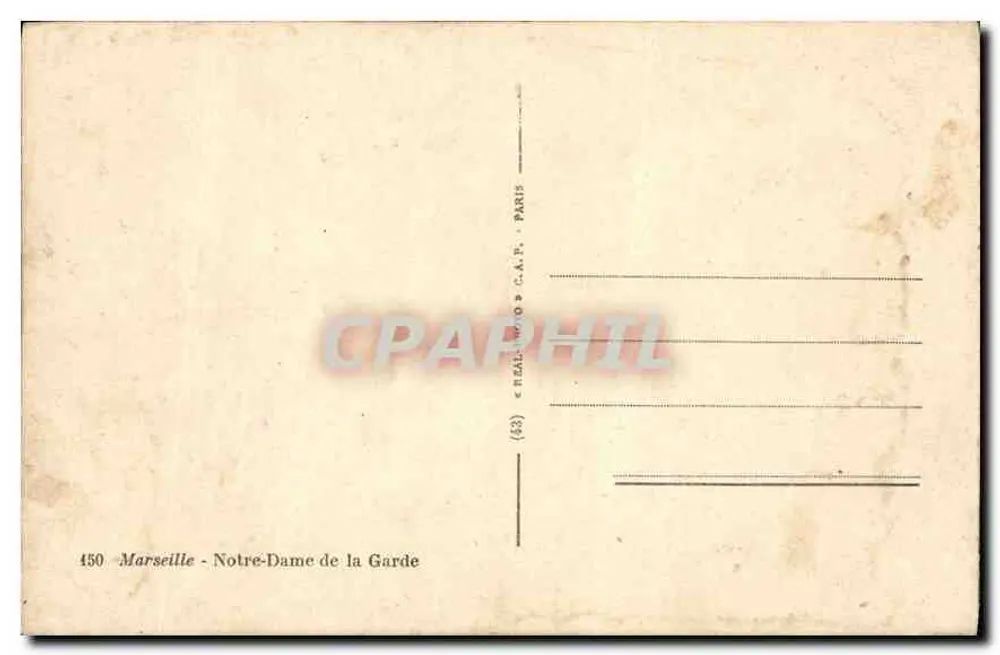 Marselha - Nossa Senhora da Guarda — editor C.A.P. Paris, n° 450 - Verso