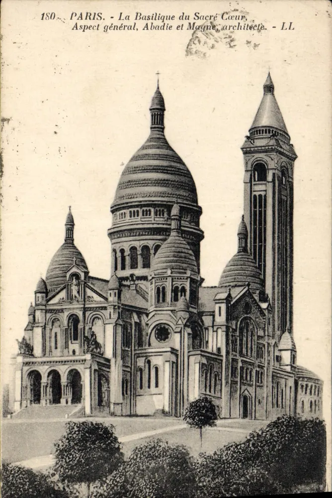 Paris - La Basilique du Sacré-Cœur - Aspect général, Abadie et Magne, architecte - LL - Recto