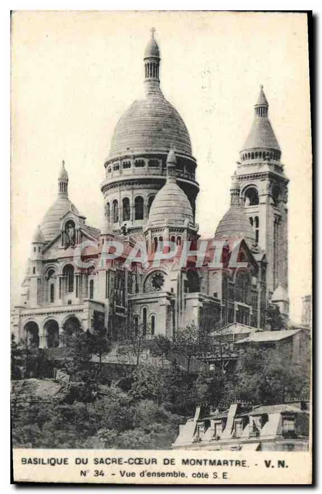Basilika des Heiligen Herzens von Montmartre — Allgemeine Ansicht, Südostseite — V.N. Nr. 34 - Vorderseite