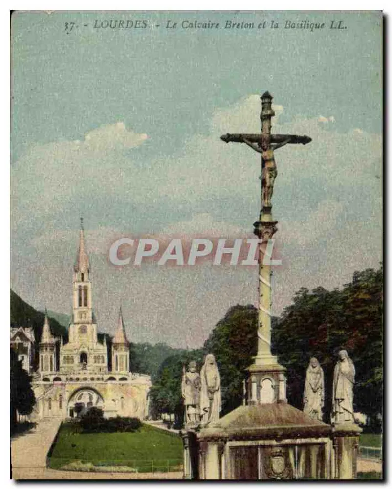 Lourdes — Der Bretonische Calvarienberg und die Basilika LL. - Vorderseite