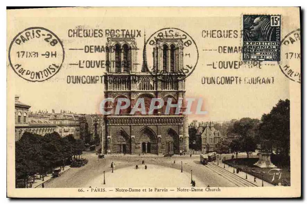 Paryż — Katedra Notre-Dame i Parvis — nieznany wydawca, nr 66 - Awers
