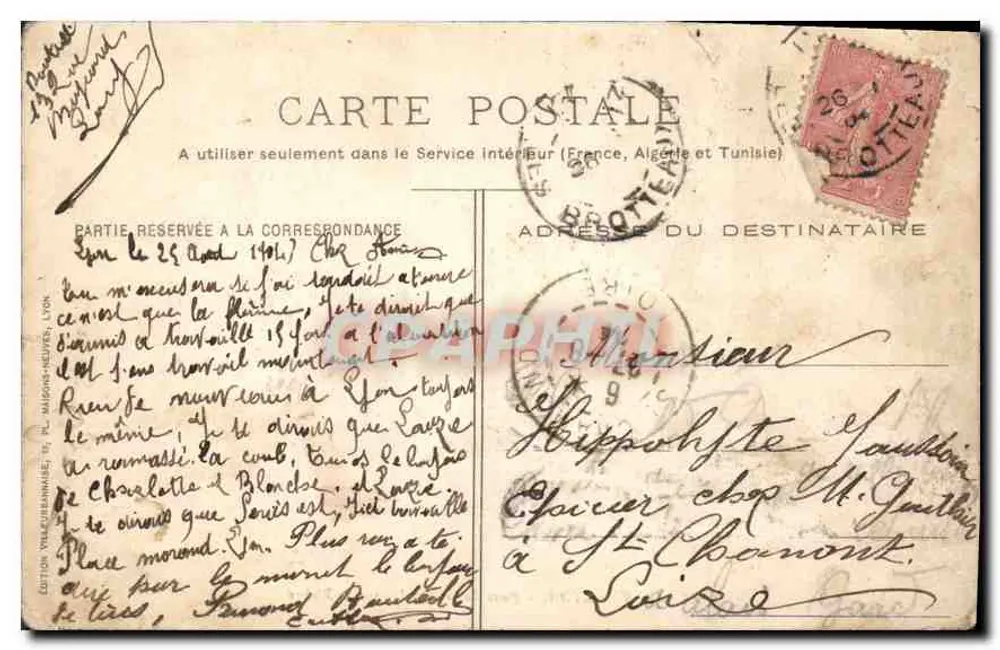 Ponte da Boucle, sobre o Rio Rhône — Lyon — Edição V. Lyon, N° 7 - Verso