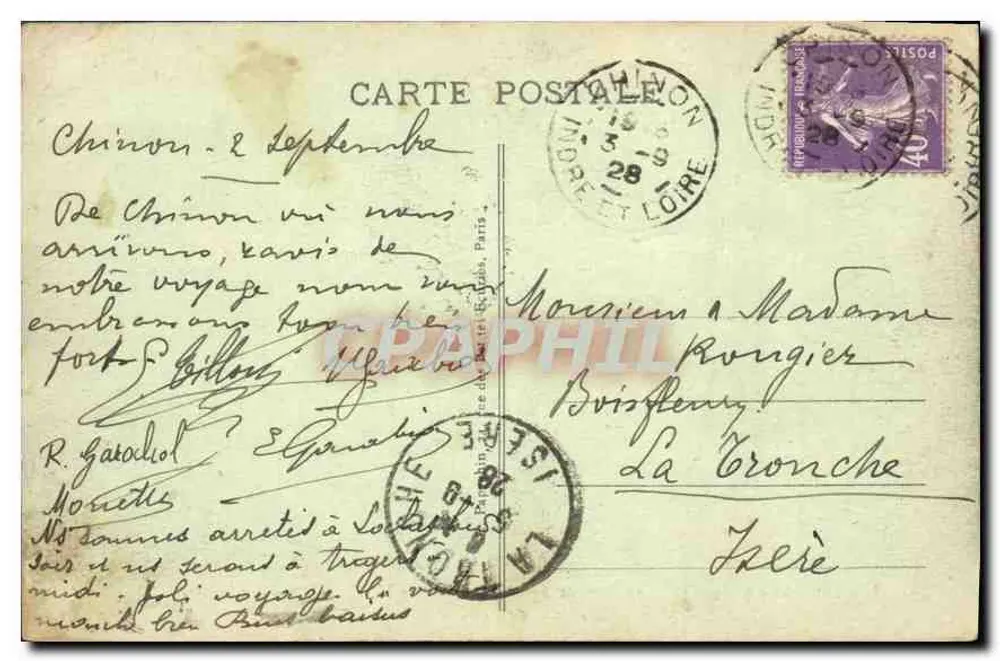 Chinon (Indre-et-Loire) — Schloss in der Mitte (13. bis 15. Jahrhundert) — A.P. - Rückseite