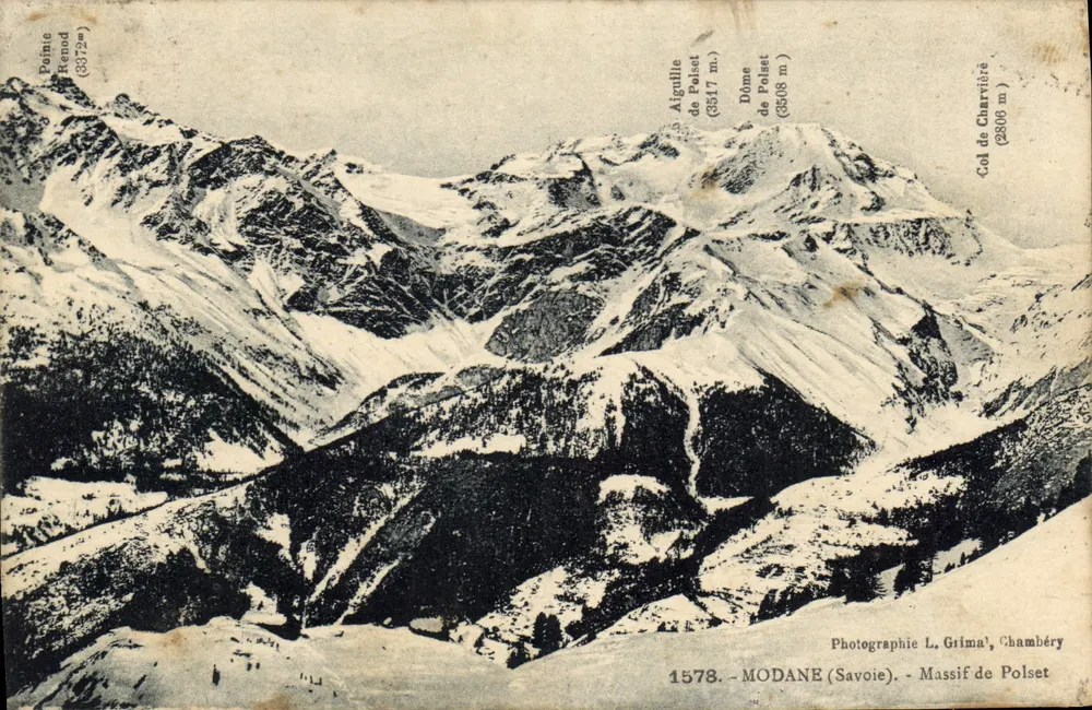 पॉल्सेट के शिखरों का दृश्य — फोटोग्राफी एल. ग्रिमाल, चंबेरी, संख्या 1578 - आगे