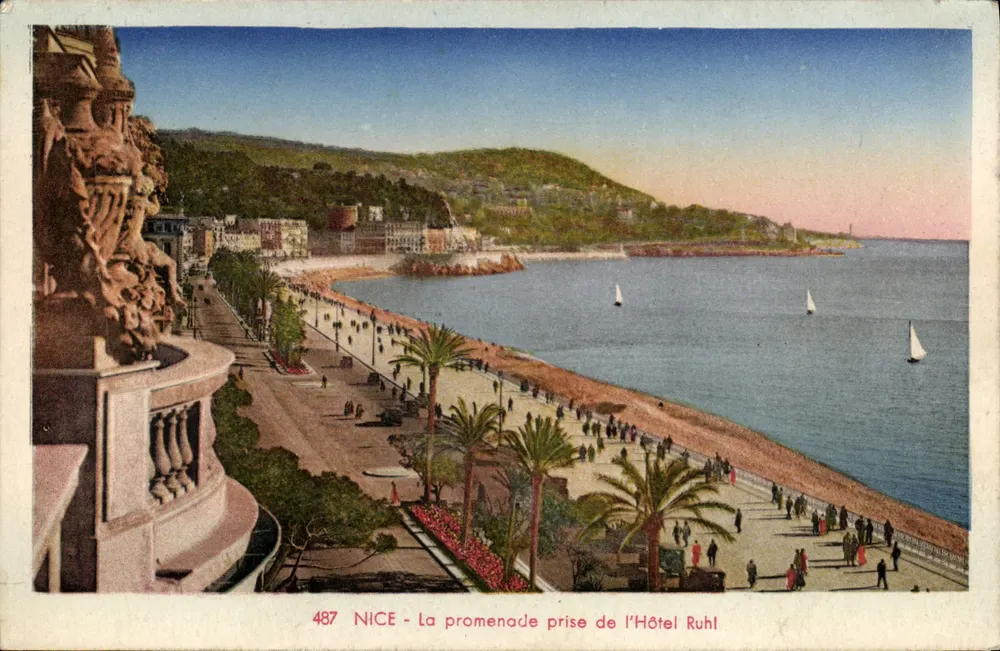 NICE - Die Promenade aus dem Hôtel Ruhl — Édition Galerie Lafayette, n° 487 - Vorderseite