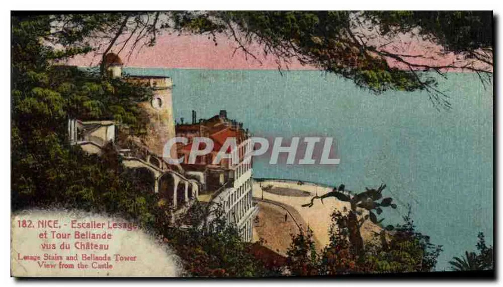 Nice - Escallier Lesage und Turm Bellande von Schloss aus — Edition Gileta, Fot. R.C. Nice 290 - Vorderseite