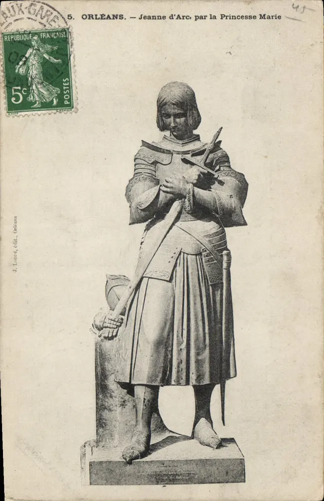 Orléans — Statue der Jeanne d'Arc von der Prinzessin Marie — J. Lecomte, Verlag, Orléans - Vorderseite