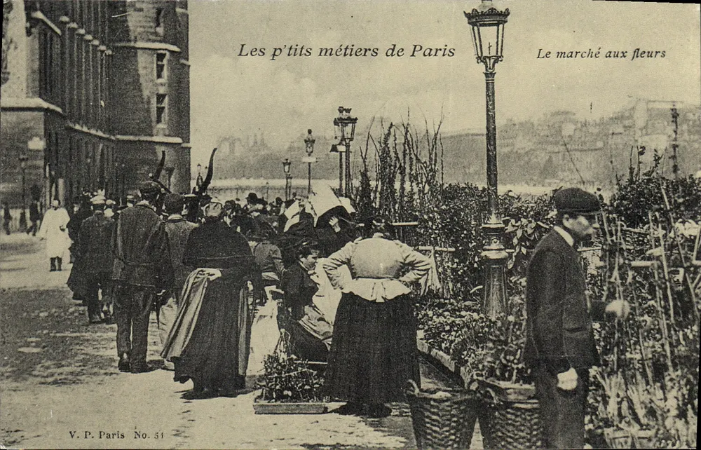 Os pequenos ofícios de Paris — O mercado de flores — V. P. Paris No. 51 - Frente
