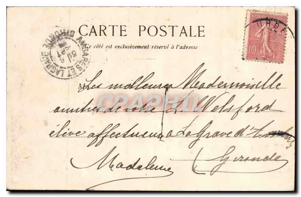 Lourdes — A Basílica — Bilhete postal moderno Lourdes - Verso
