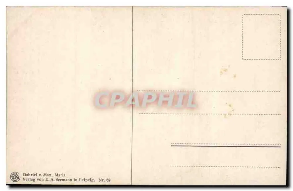 Święta Maria — z Dzieciątkiem Jezusem — wydawca Gabriel v. Max, nr 69 - Rewers