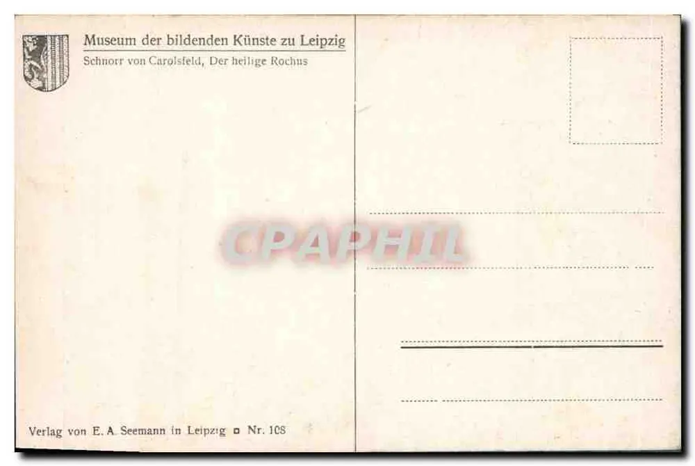 Schnorr von Carolsfeld — O santo Roque — Editor E.A. Seemann, n° 108 - Verso