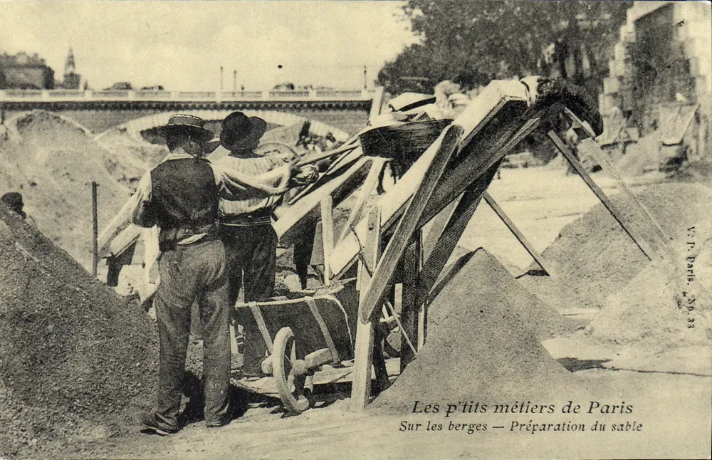 Die Kleinen Handwerke von Paris — An den Ufern — Sandvorbereitung — V.P. Paris, Nr. 33 - Vorderseite