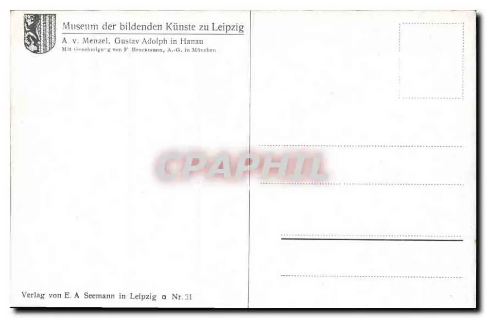 Cerimônia da coroa — cena invernal — editor A. v. Menzel, Gustav Adolph in Hanau - Verso