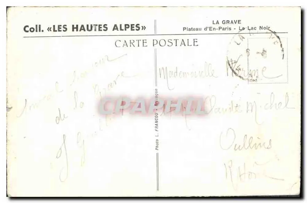 Schwarzer See - Plateau d'En-Paris — Die Hautes Alpes — Foto von L. Francou - Rückseite