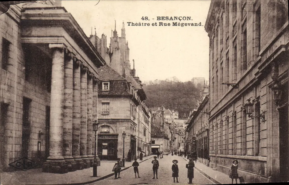 Besançon — Theater und Rue Mégevand — Verlag C. Lardier, n°48 - Vorderseite
