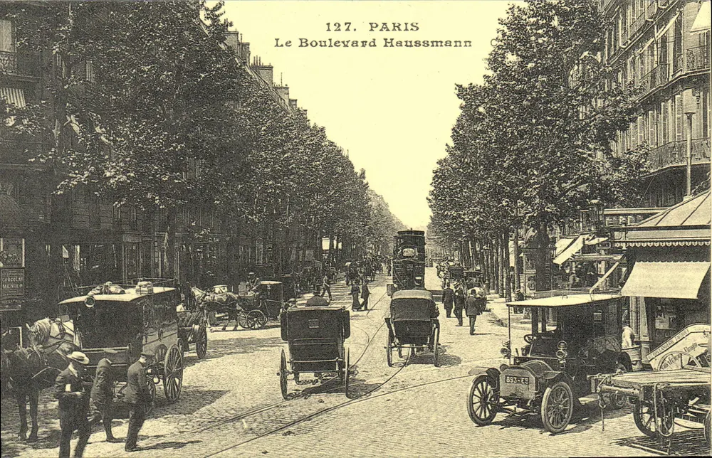 Paryż — Bulwar Haussmann — Wydawca: Menier, n° 127 - Awers