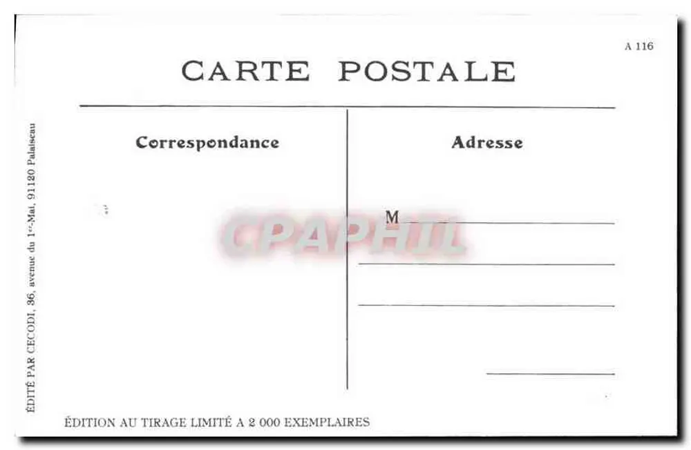 Cenas Parisienses — Ponta Saint-Honoré — Editor CECODI, n° A 116 - Verso