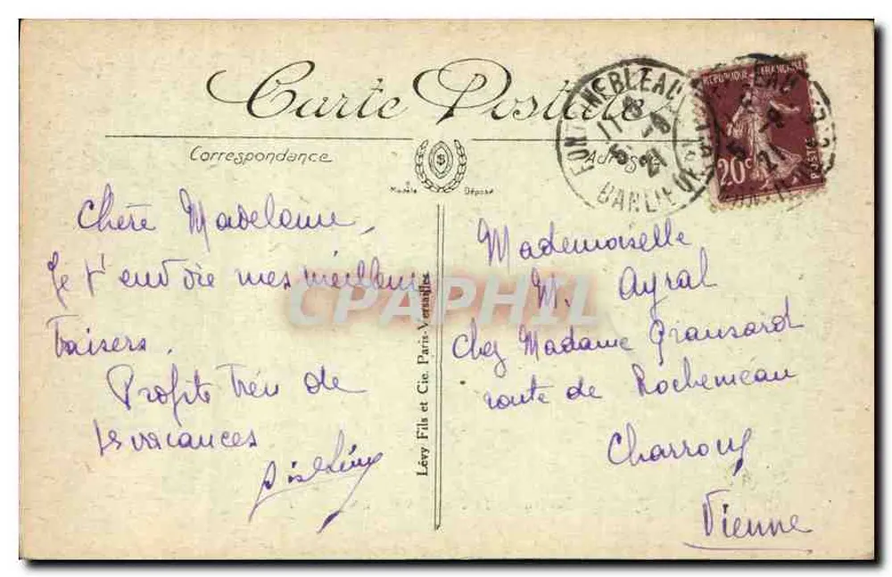 Fontainebleau — Schloss, Pavillon und Teich — LL - Rückseite