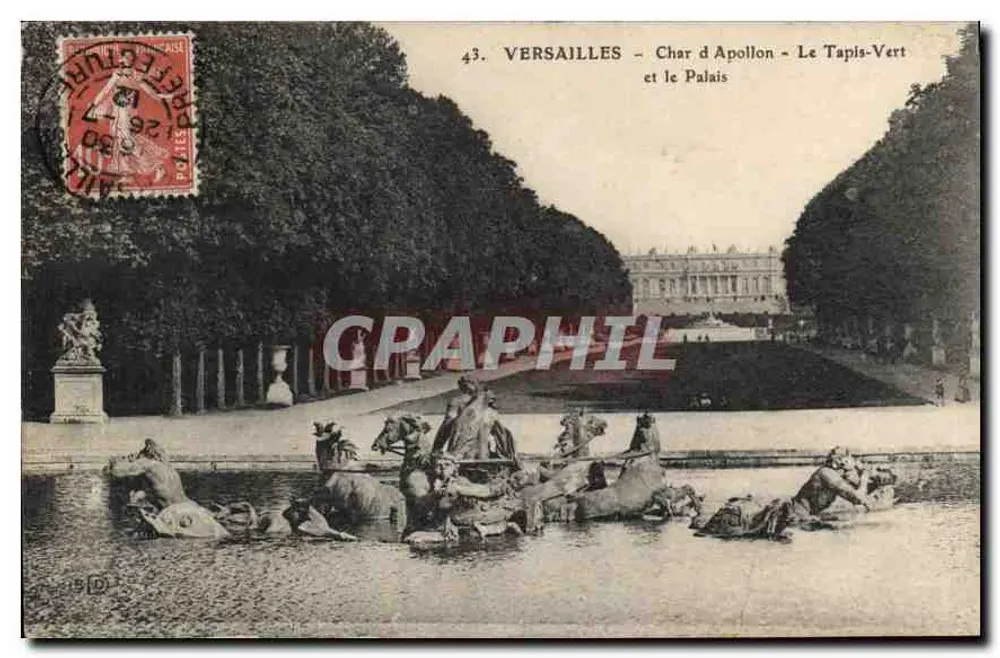 Versailles - Wagen des Apollon - Der Grün Teppich und das Schloss - Vorderseite